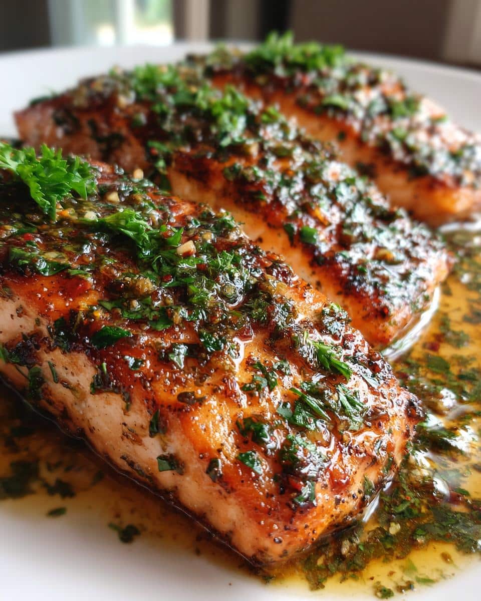 Salmon with Garlic Lemon Butter Sauce - detail 1