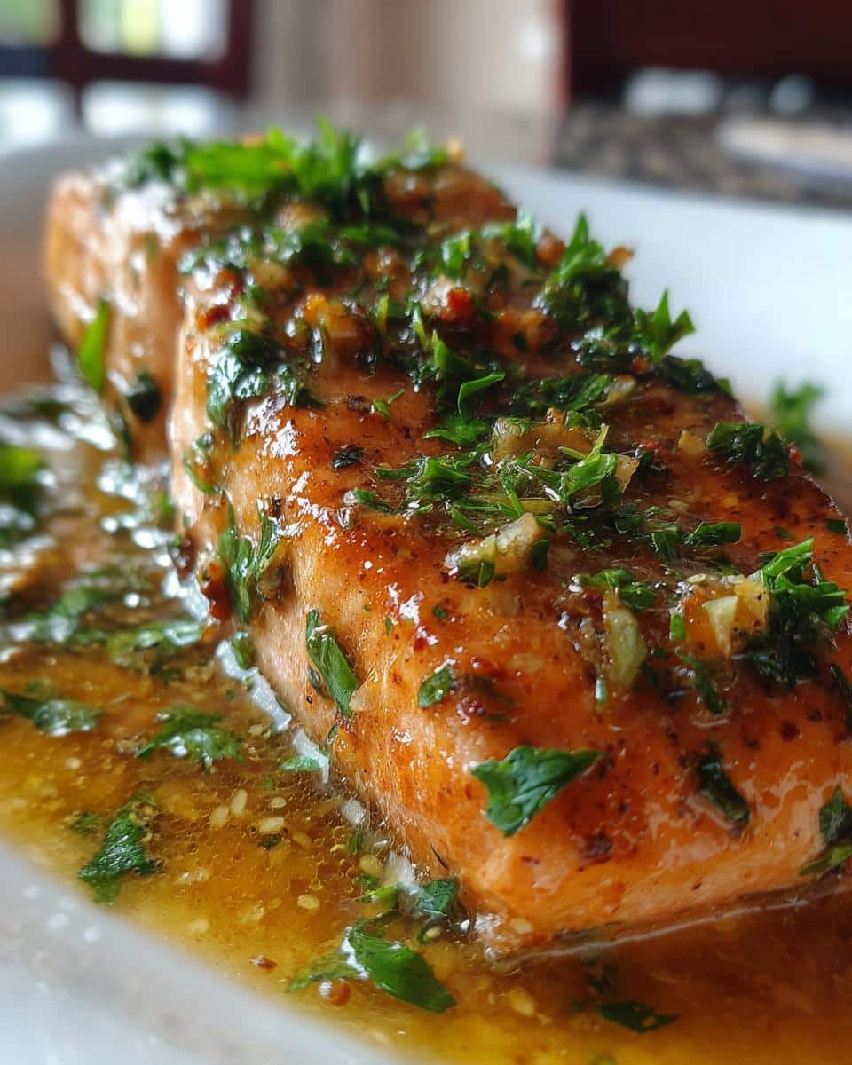 Salmon with Garlic Lemon Butter Sauce - detail 2