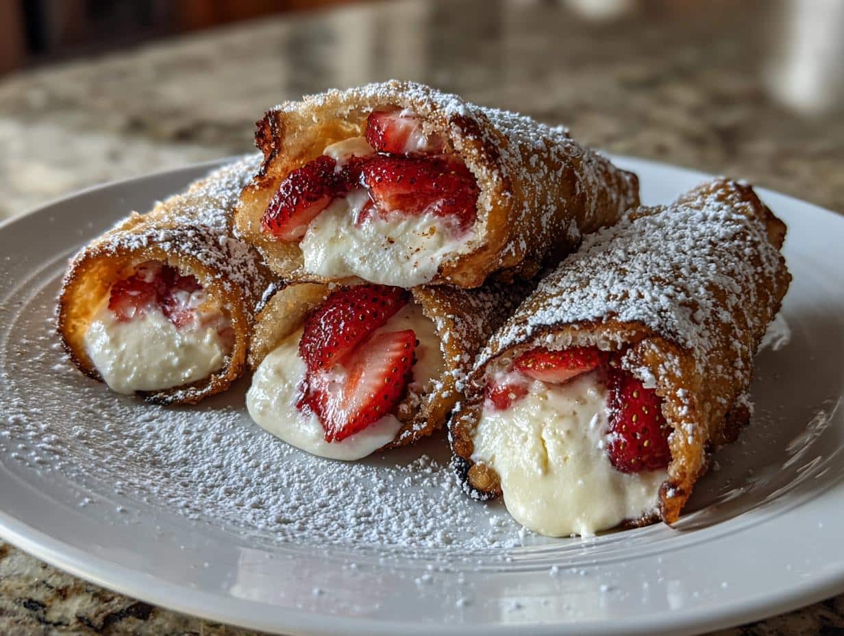 Strawberry Cheesecake Stuffed Eggrolls