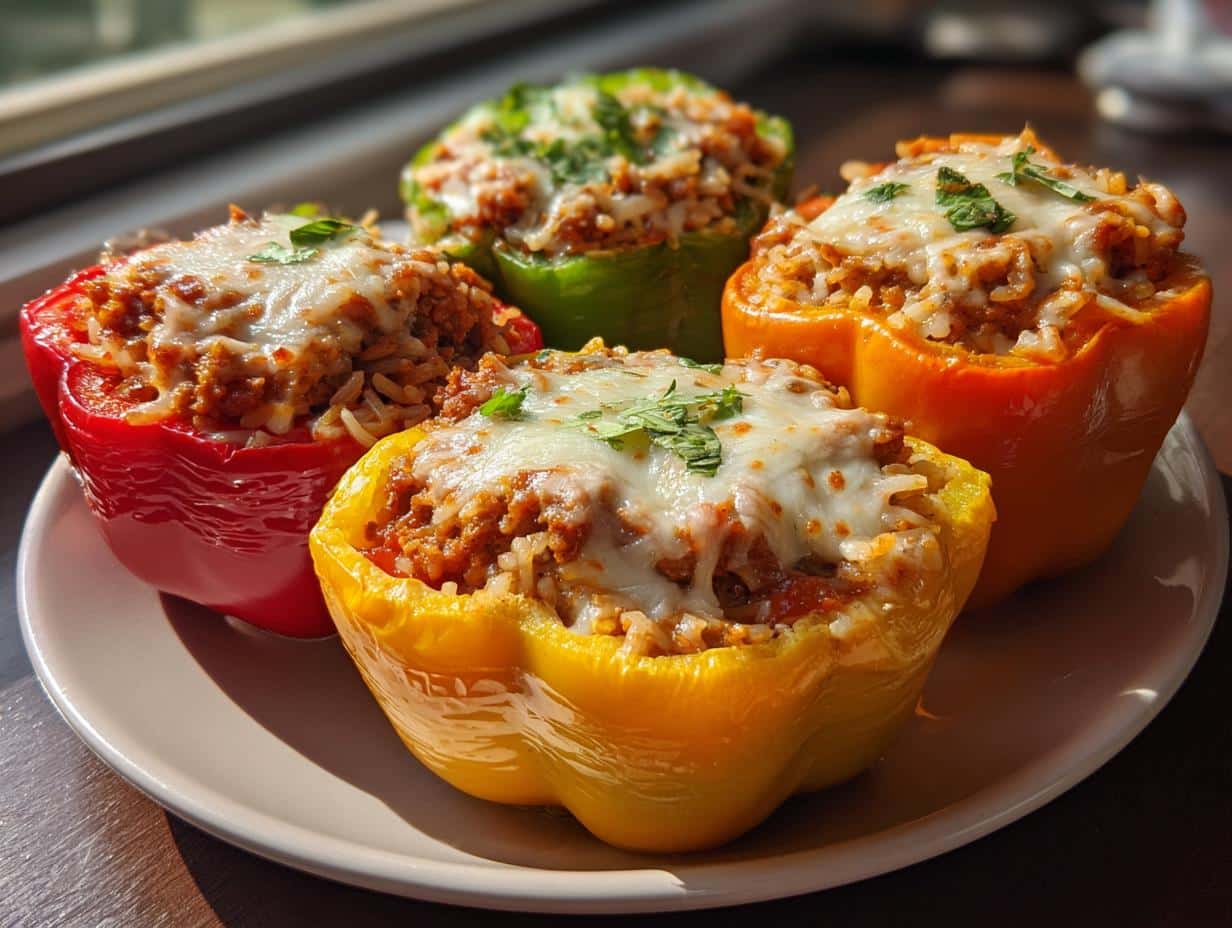 Turkey Stuffed Bell Peppers (Healthy & Lean)