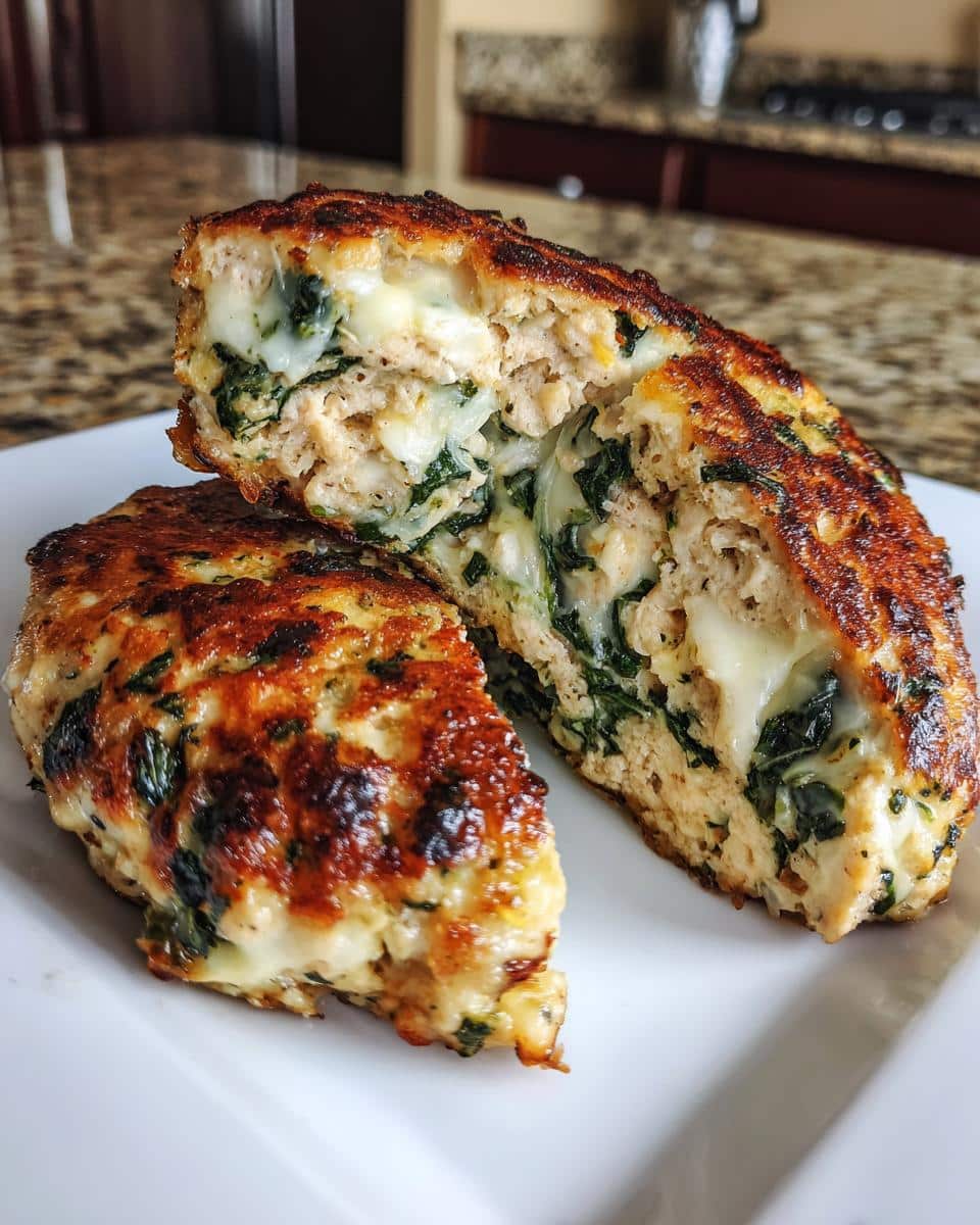 White Cheddar & Spinach Chicken Burgers - detail 1