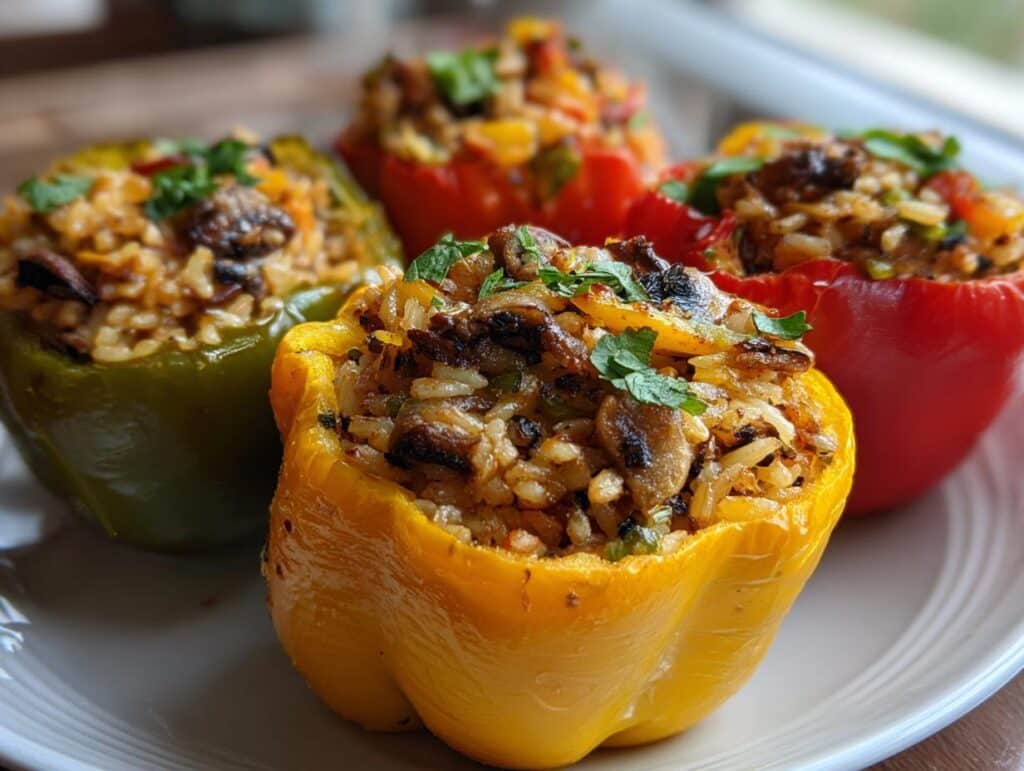 Wild Rice & Mushroom Stuffed Peppers
