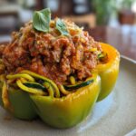 Zucchini Noodle & Meat Sauce Stuffed Peppers