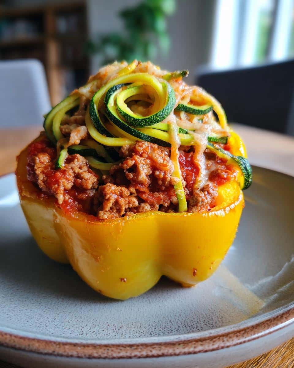 Zucchini Noodle & Meat Sauce Stuffed Peppers - detail 2