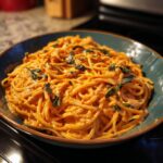A close-up of a bowl of creamy tomato pasta, garnished with fresh basil, perfect for easy weeknight pasta recipes.