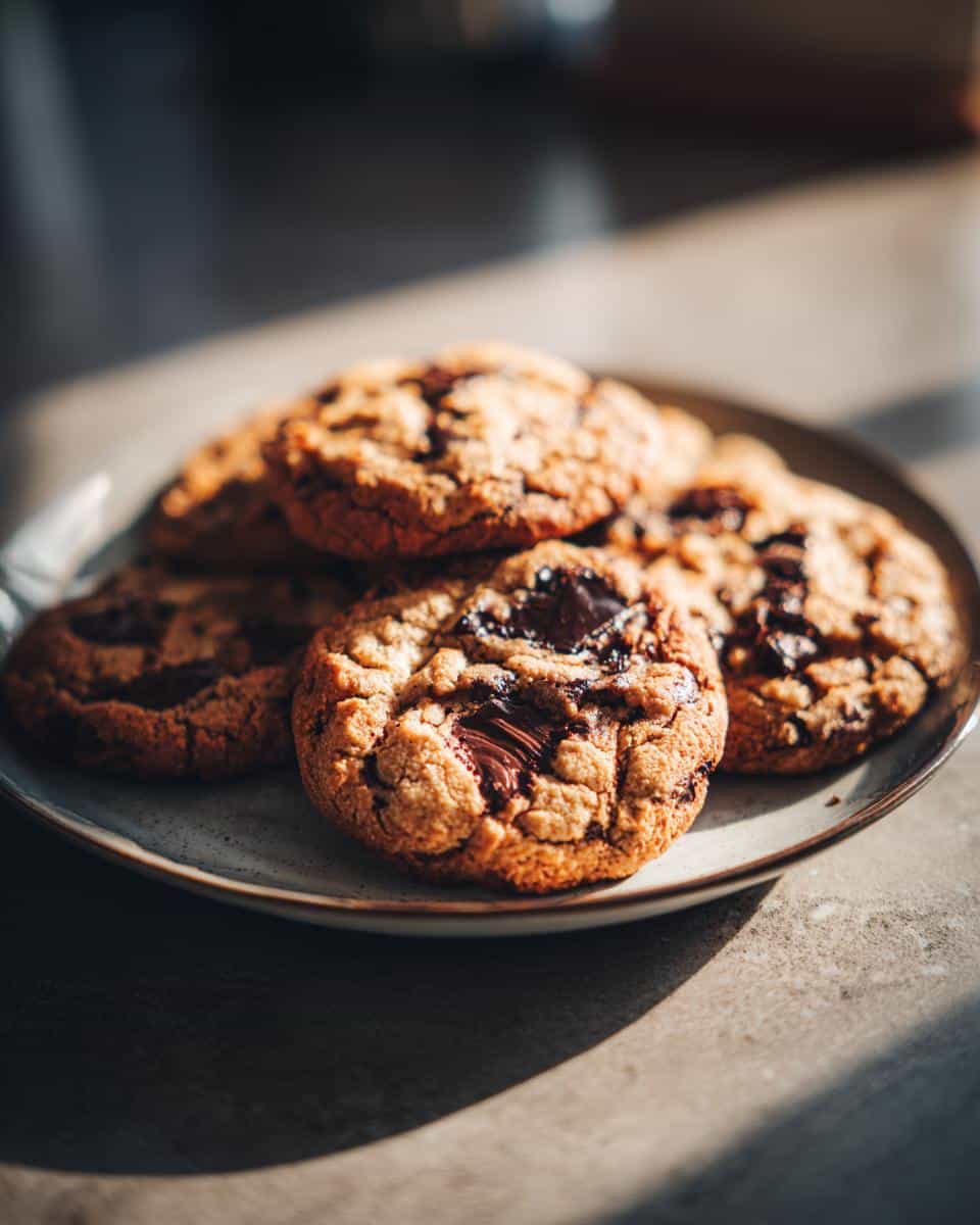 A plate of freshly baked Orange Chocolate Chip Cookies, ready to be enjoyed.