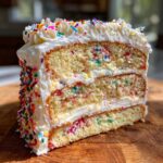 A delicious slice of Capricorn cake, featuring layers of cake, frosting, and colorful sprinkles.