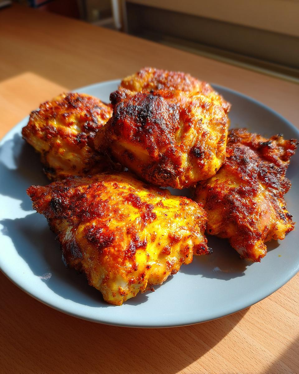A plate of perfectly cooked, golden-brown chicken thigh recipes, ready to be enjoyed.