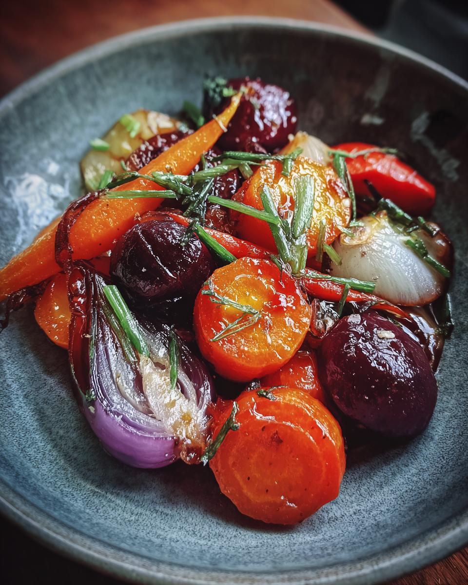 Close-up of a bowl of Broccoli Mushroom Stir Fry with carrots, onions, and herbs.