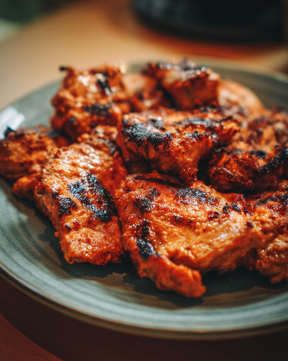 A plate of freshly grilled Chick Fil Grilled Nuggets with visible grill marks.