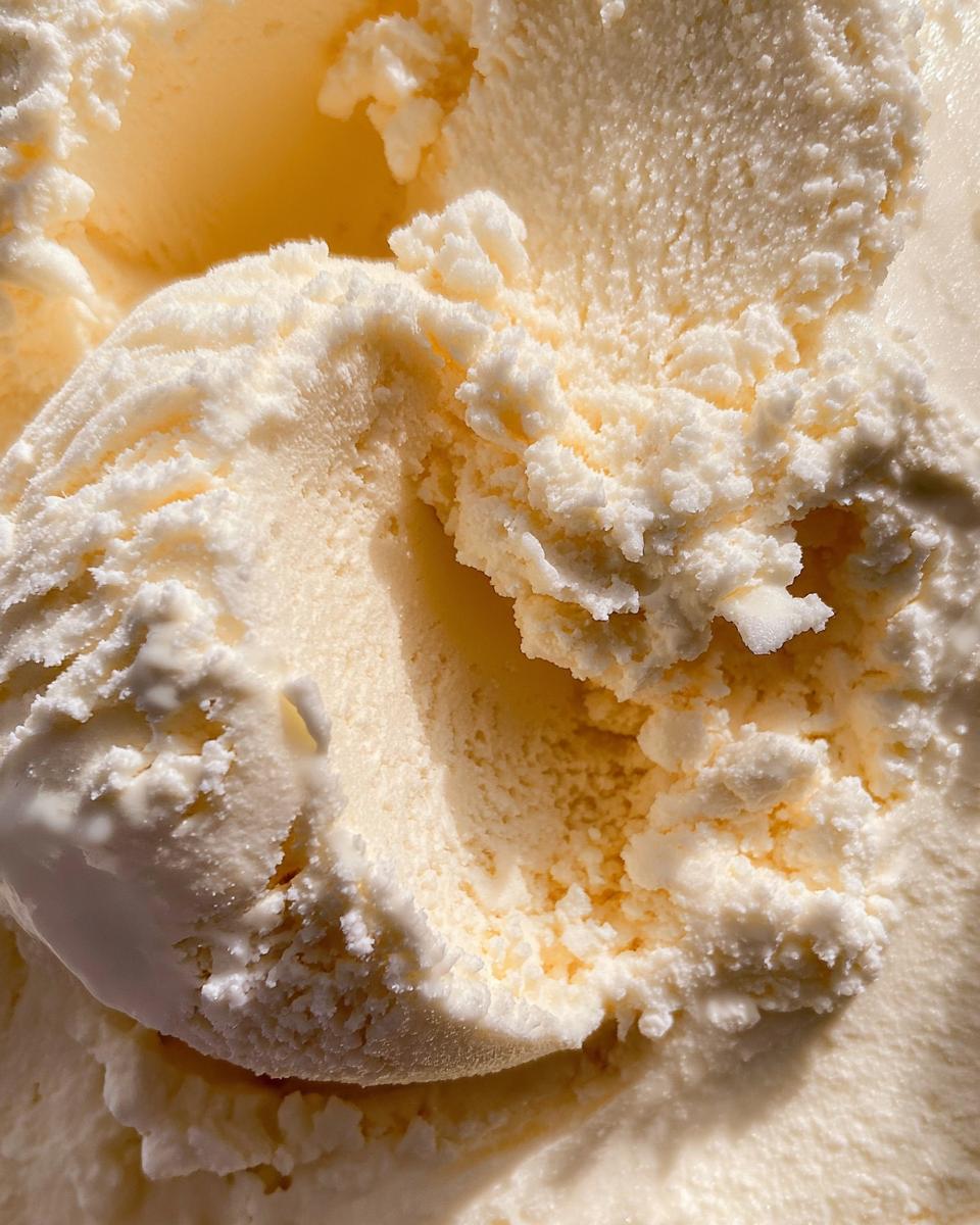 Close-up of creamy Cottage Cheese Ice Cream Healthy Frozen Treat texture.