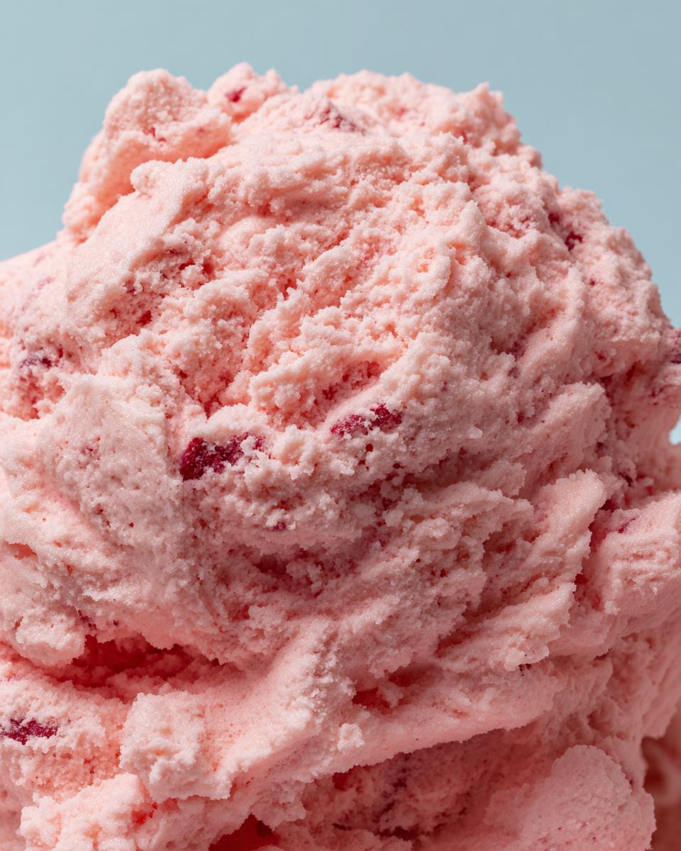 A close-up of The BEST 15-Min Cranberry Fluff Salad, showing its creamy texture and cranberry pieces.