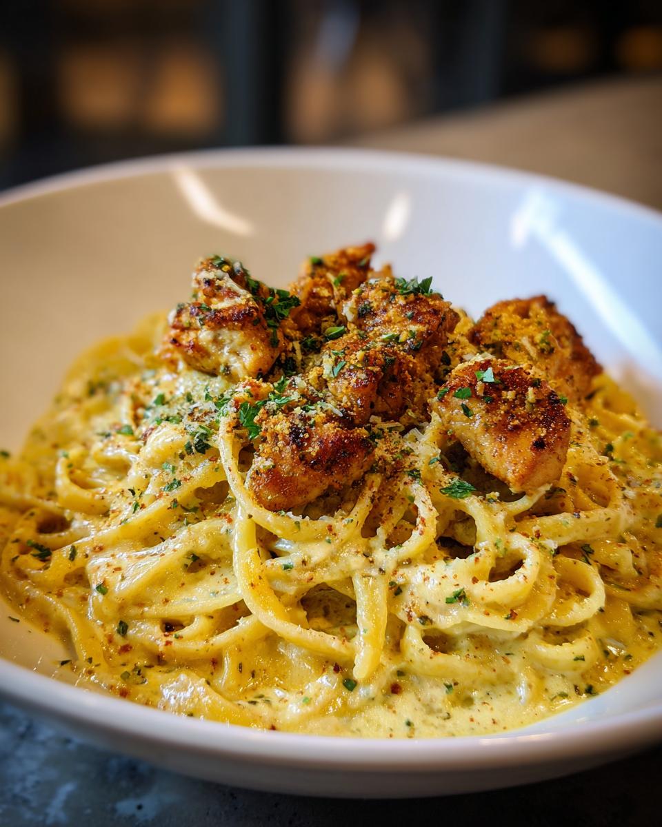 A bowl of 40-Minute Creamy Cajun Chicken Pasta with linguine, creamy sauce, and Cajun-spiced chicken.