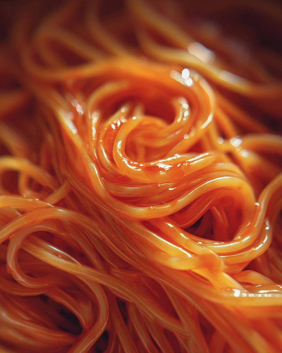A close-up shot of 30-Minute One Pot Creamy Tomato Pasta, showing the texture and rich tomato sauce.