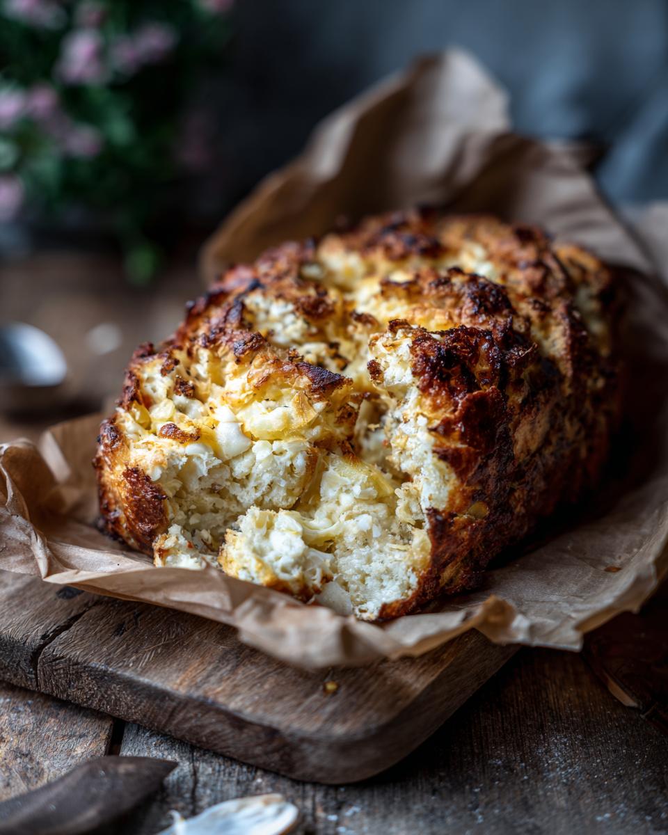 Close-up of Fluffy & Crispy Potatoes, baked and golden brown, served on a wooden board with parchment paper.