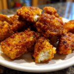 A plate of golden-brown Star Chicken, fried and ready to eat. Crispy coating and tender chicken inside.