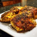 Close-up of flavorful Lemon Pepper Chicken pieces seasoned with herbs on a white plate.