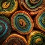 Close-up of vibrant Mediterranean Pinwheels with colorful layers creating a spiral pattern.