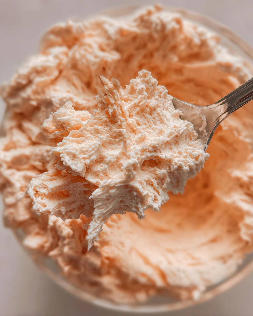Close-up of The Pumpkin Fluff on a spoon, showing its light and airy texture.