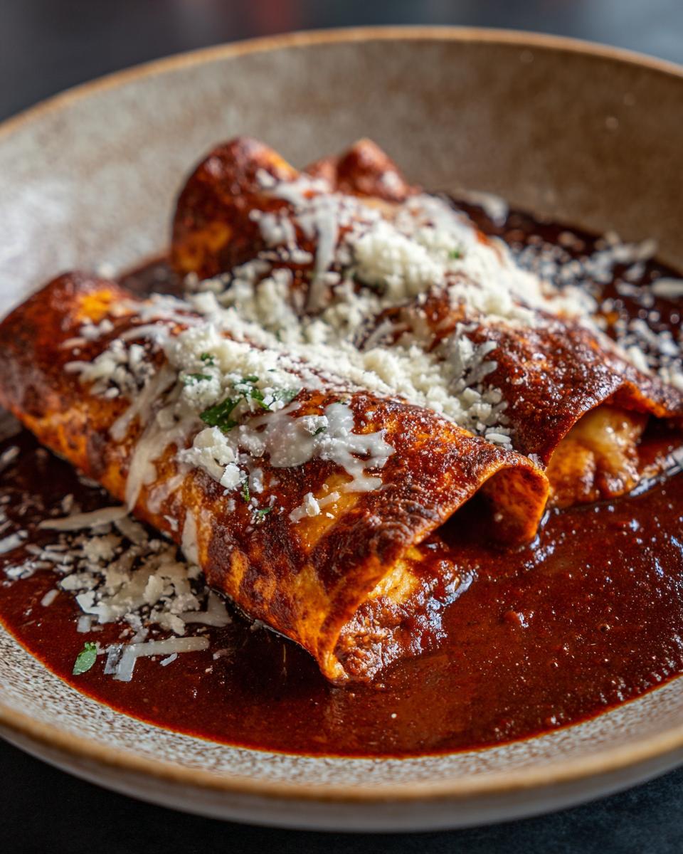 Two Best Restaurant-Style Red Cheese Enchiladas smothered in red sauce and topped with cheese on a plate.