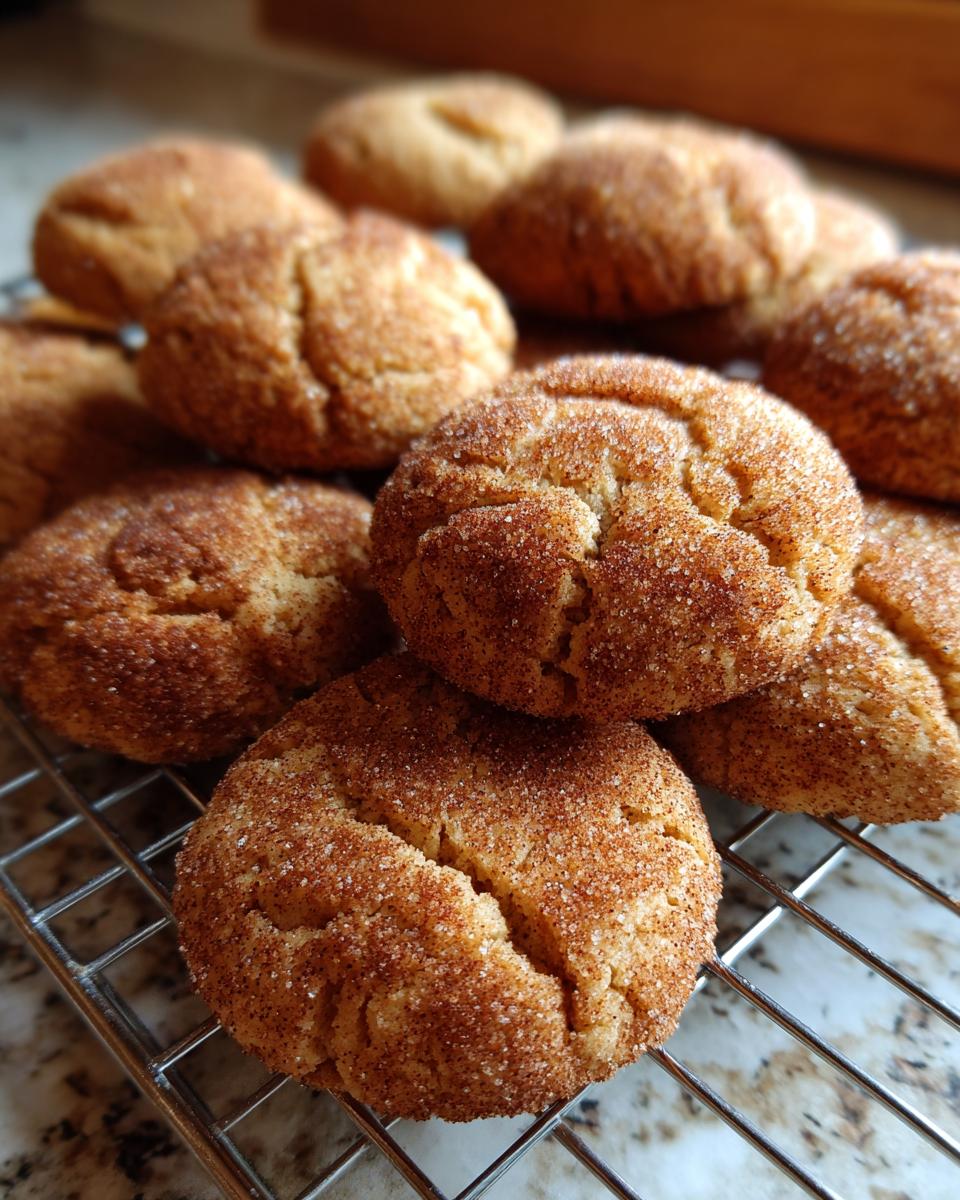 A batch of freshly baked Soft & Chewy Churro Cookies cooling on a wire rack, coated in cinnamon sugar.