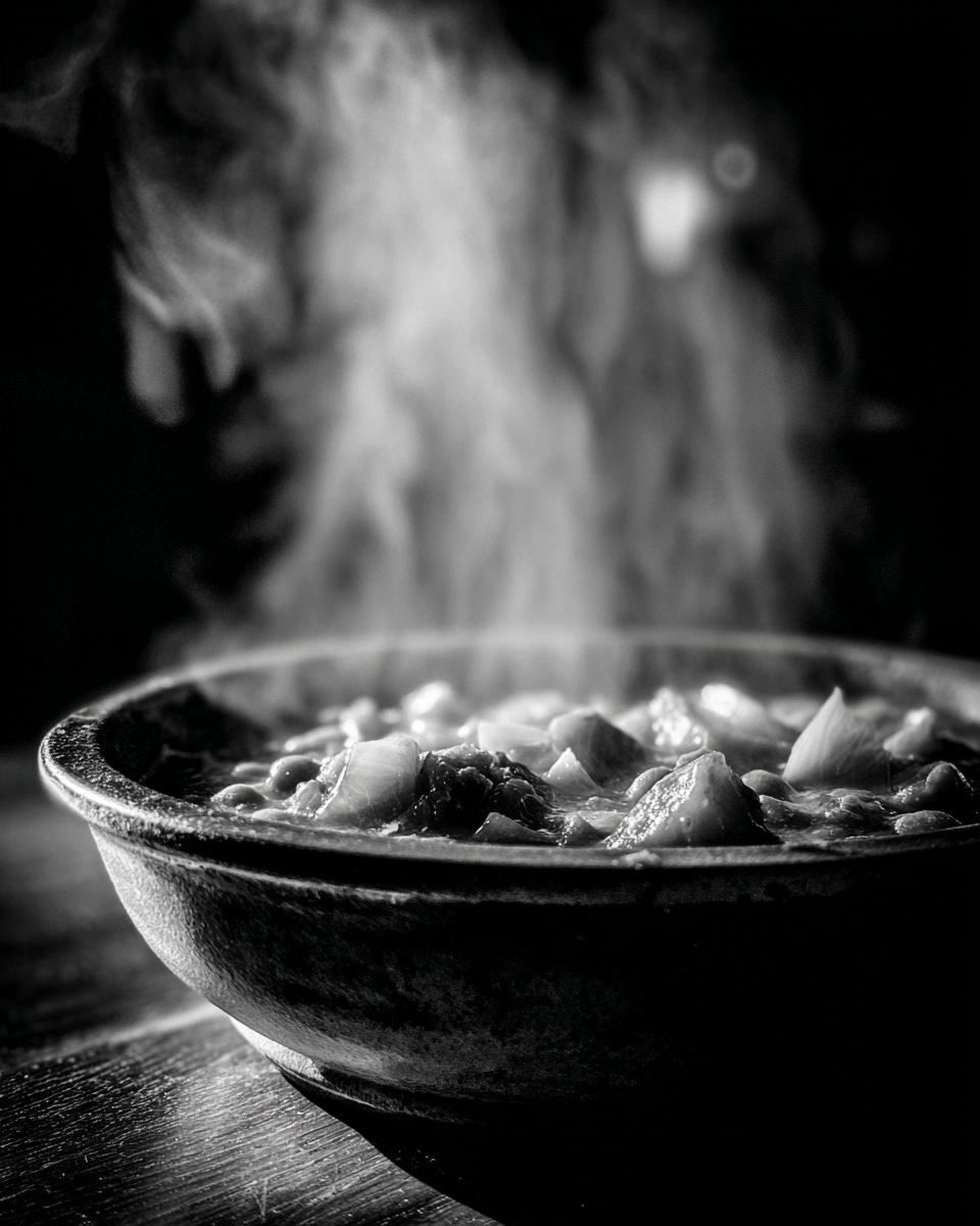 A steaming bowl of Thick & Creamy Split Pea Soup, showcasing a hearty and comforting meal.