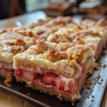 Easy Rhubarb Bars with Cream Cheese Frosting