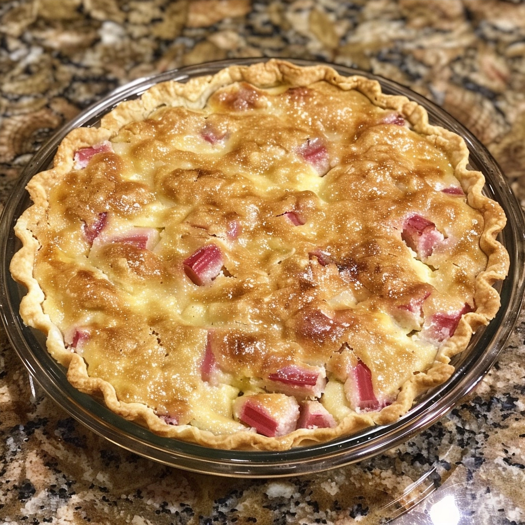 Crustless Rhubarb Custard Pie Gluten Free