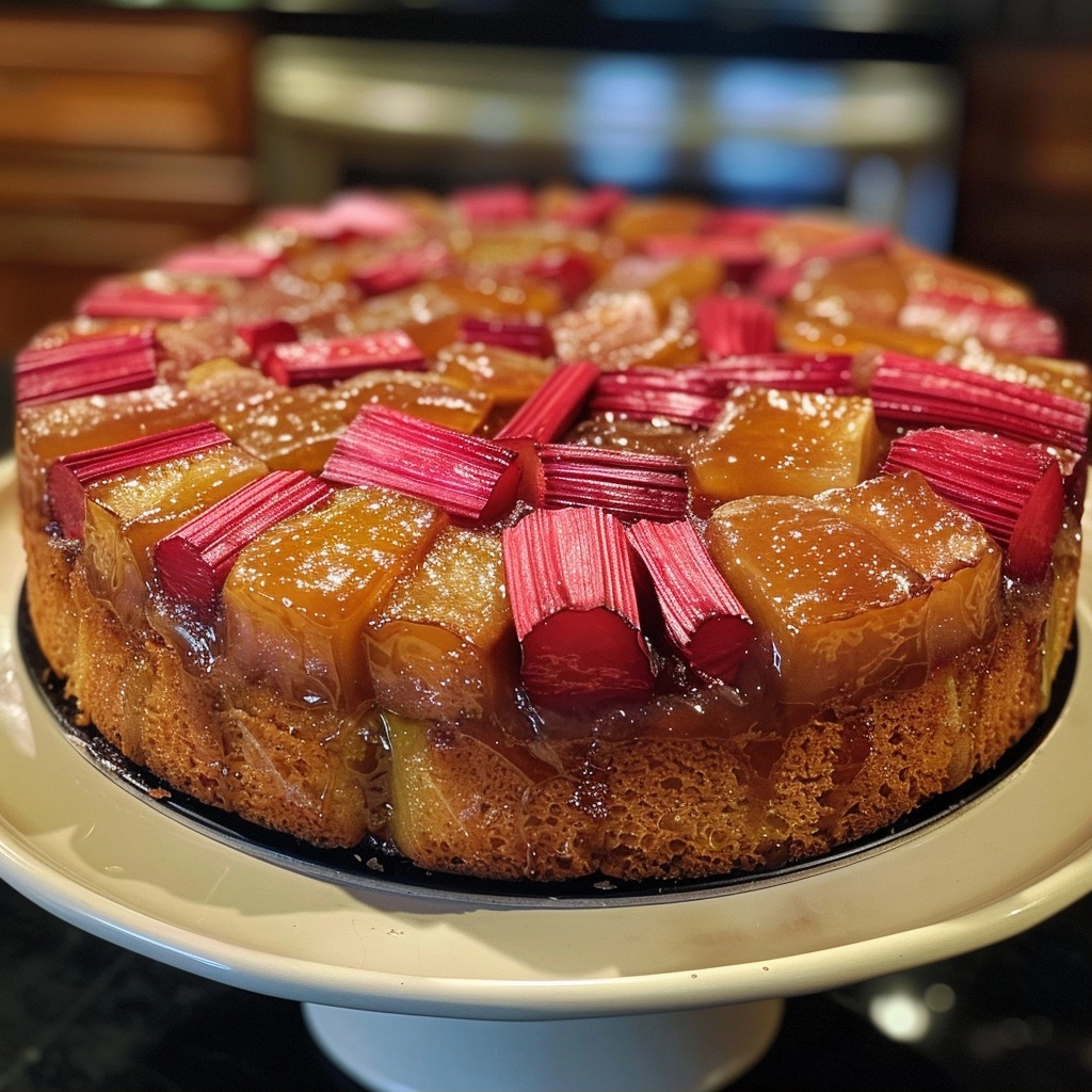 Vegan Rhubarb Upside Down Cake Delight