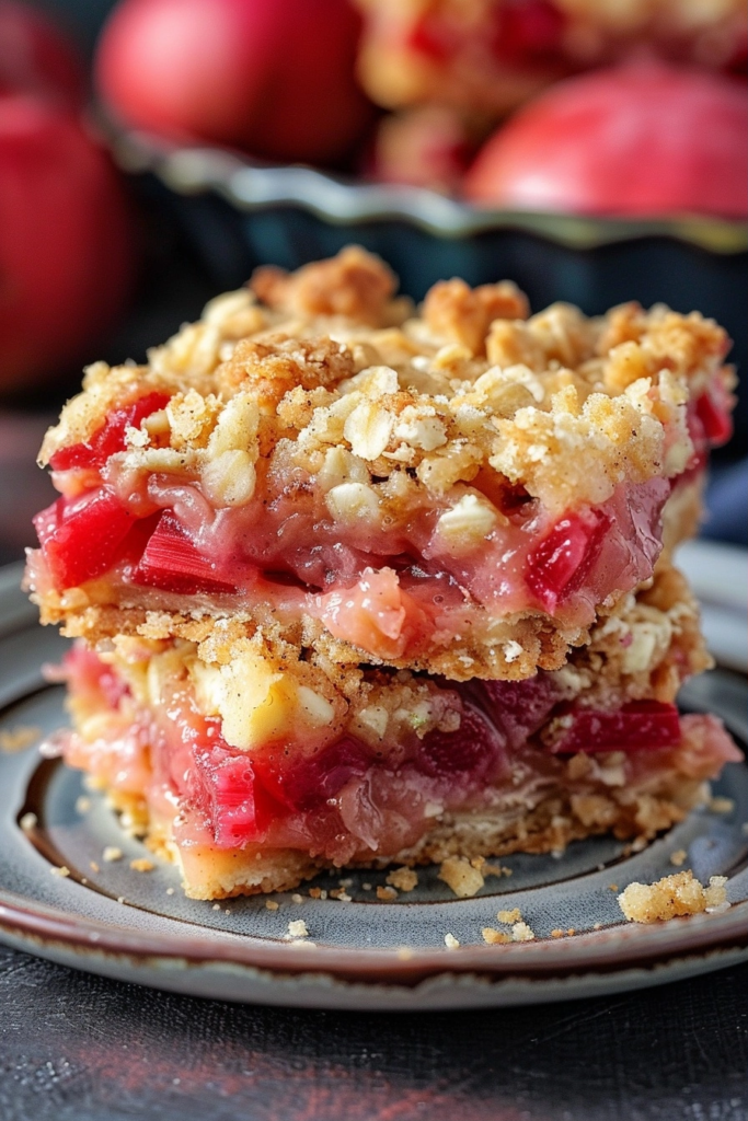 Easy Rhubarb Cream Cheese Crumble Bars