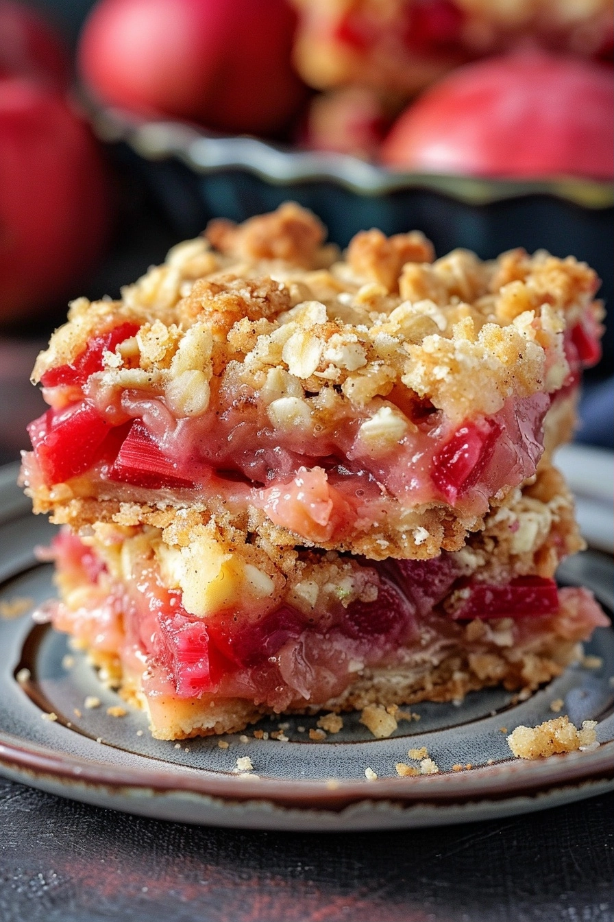 Easy Rhubarb Cream Cheese Crumble Bars